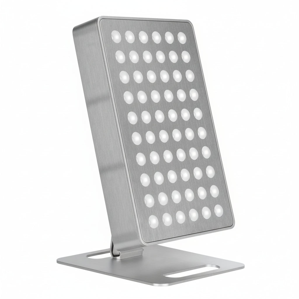White LED light panel on a stand with multiple small lights