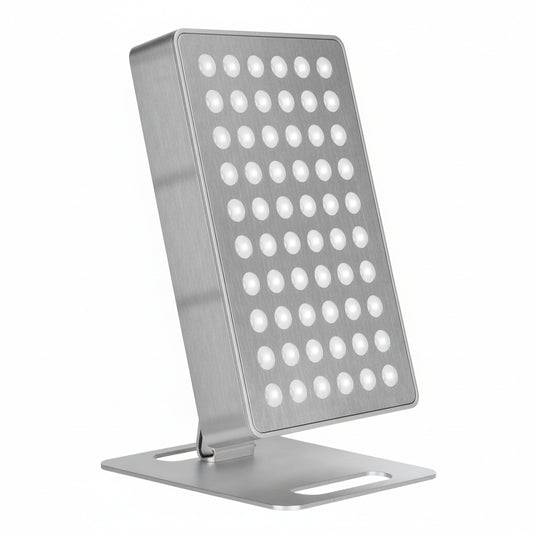 White LED light panel on a stand with multiple small lights